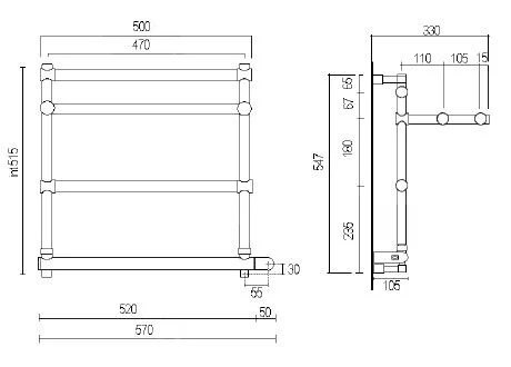 Полотенцесушитель электрический цвет:бронза Margaroli 554 Box, по запросу - фото 2