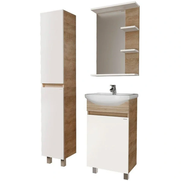 Тумба под раковину напольная Grossman Поло 45 см дуб сонома/белая - фото 4