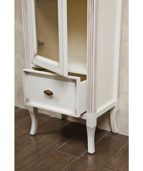 Шкаф-пенал для ванной, цвет слоновая кость с патиной матовый, фурнитура бронза, петли слева, La Beaute Vivien index_1 - фото 3