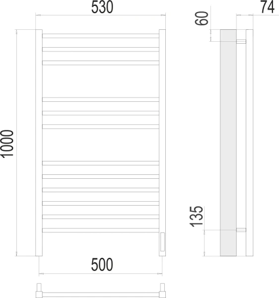 Полотенцесушитель электрический Terminus Сицилия П12 500x1000 хром - фото 2