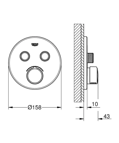 Смеситель для душа встраиваемый Grohe SmartControl 29145000, для ванны - фото 2