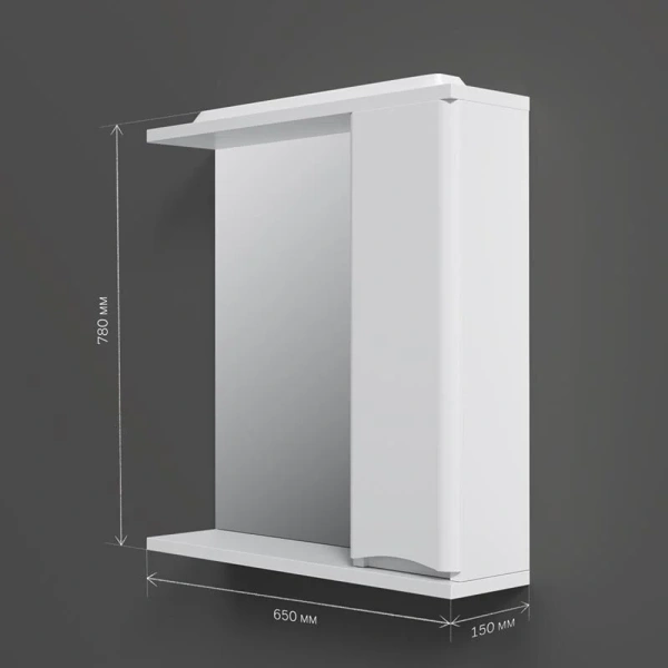 Зеркальный шкаф с подсветкой Am.Pm Like 65 см белый глянец, левый - фото 4