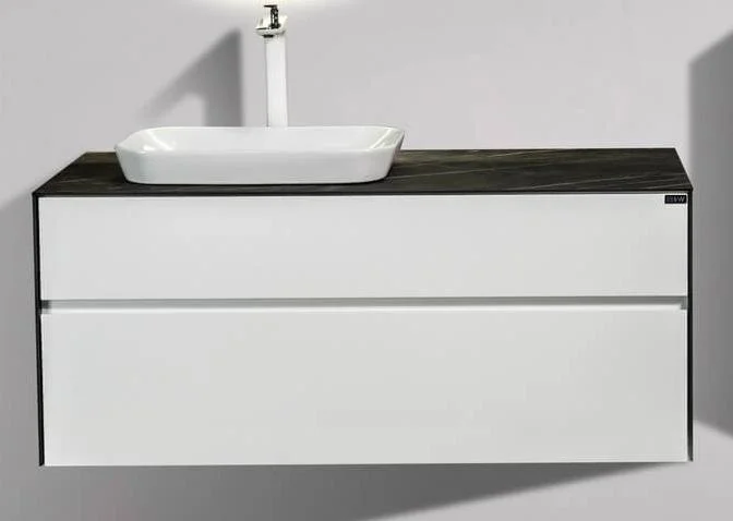 Тумба с раковиной подвесная Black&White Universe 100 см белая матовая