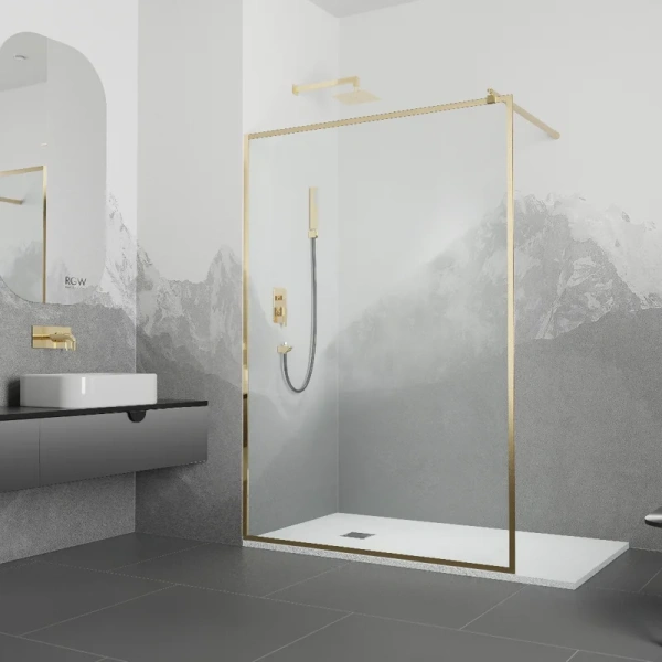 Душевая перегородка RGW Walk In WA-12G 90 см профиль золото - фото 2