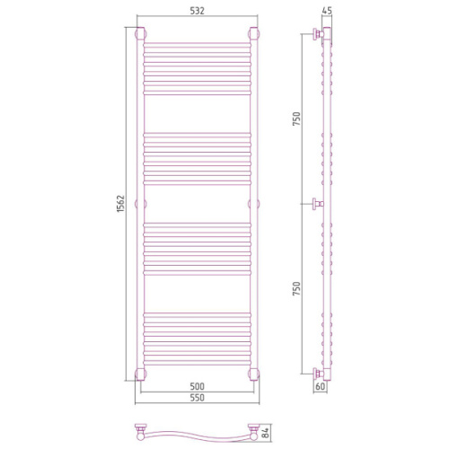Полотенцесушитель водяной Сунержа Флюид+ 50х150 см без покрытия - фото 3