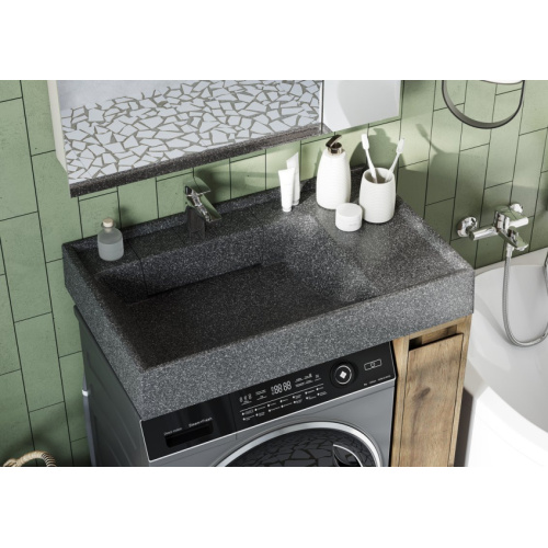 Раковина над стиральной машиной Акватон Рейн 80 см графит, прямоугольной формы, кувшинка - фото 5