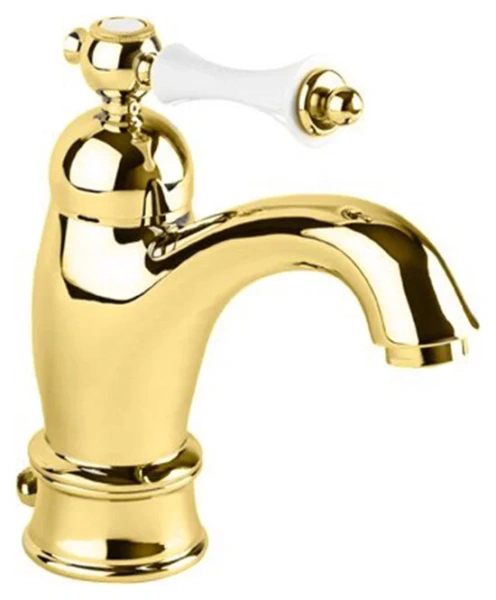 Смеситель для раковины Cezares Margot золото, ручка белая - фото 1