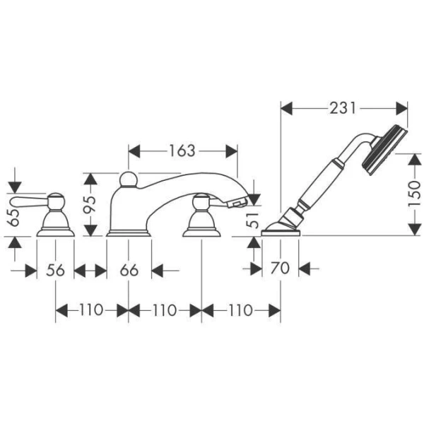 Смеситель на борт ванны Axor Carlton 17445 - фото 4