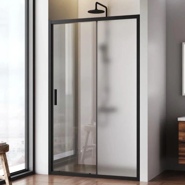 Душевая дверь в нишу AM.PM Gem Solo 120 см профиль черный стекло матовое, раздвижные - фото 6