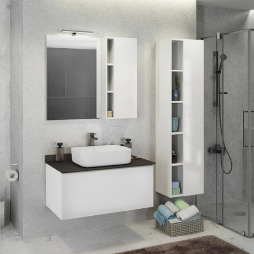 Зеркальный шкаф Comforty Милан 90 см белый глянец - фото 2