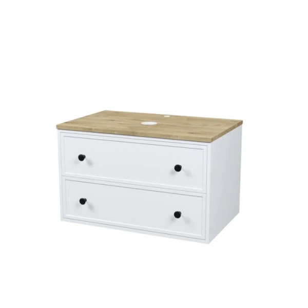 Тумба под раковину подвесная IDDIS Torr 80 см белая/дуб верона, подвесная, пристенная - фото 4