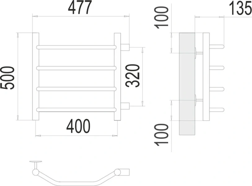 Полотенцесушитель водяной Terminus Виктория П4 400х500 с боковым подключением - фото 2