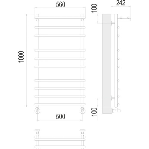 Полотенцесушитель водяной Terminus Ватра П10 500х1000 с полкой - фото 3