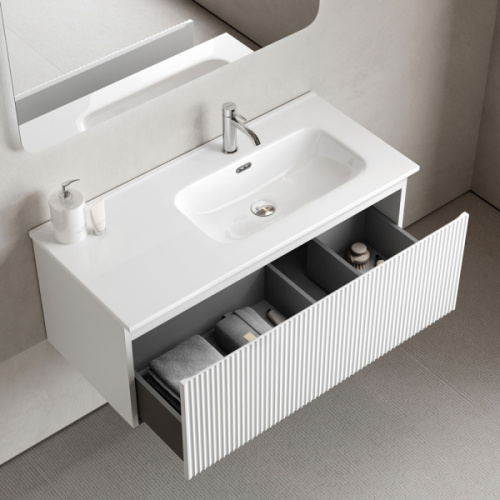 Тумба под раковину подвесная Sancos Snob R 1.0 100 см правая bianco, подвесная, пристенная - фото 4