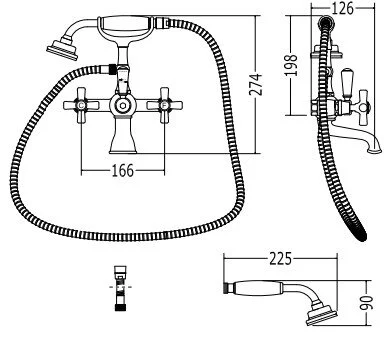Смеситель для ванны с лейкой и шлангом Devon&Devon White Rose UTWR733 - фото 2