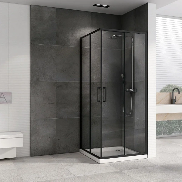 Душевой уголок Abber Schwarzer Diamant 80x80 см профиль черный, черные - фото 4