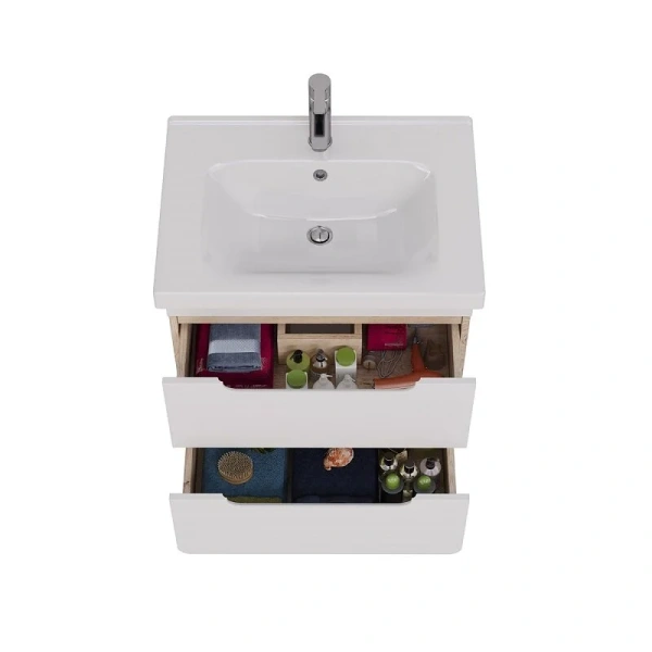 Тумба с раковиной подвесная Lemark Olivia LM08OL65T 65 см 2 ящика, моноблок - фото 5