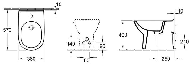 Биде напольное Villeroy & Boch O.novo альпийский белый, в наличии - фото 6