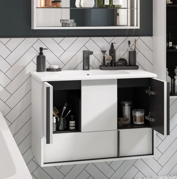 Тумба под раковину подвесная Акватон Ривьера 80 см белая матовая, 80 см - фото 6