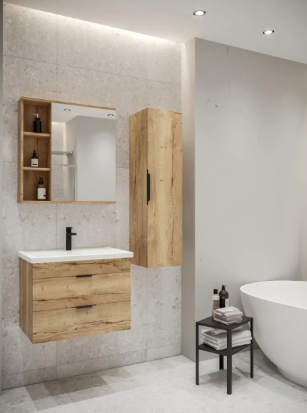 Зеркальный шкаф Grossman Форта 70 см дуб галифакс, современные, hi-tech - фото 4