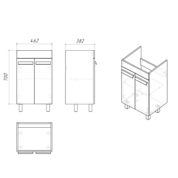 Тумба под раковину напольная Grossman Neo 50 см белая - фото 2