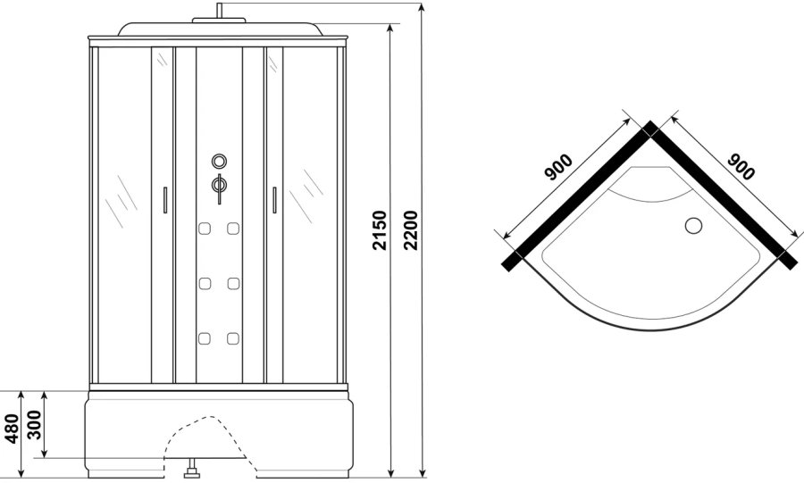 Душевая кабина Niagara Ultra 90х90 см с гидромассажем, современныe, hi-tech - фото 10