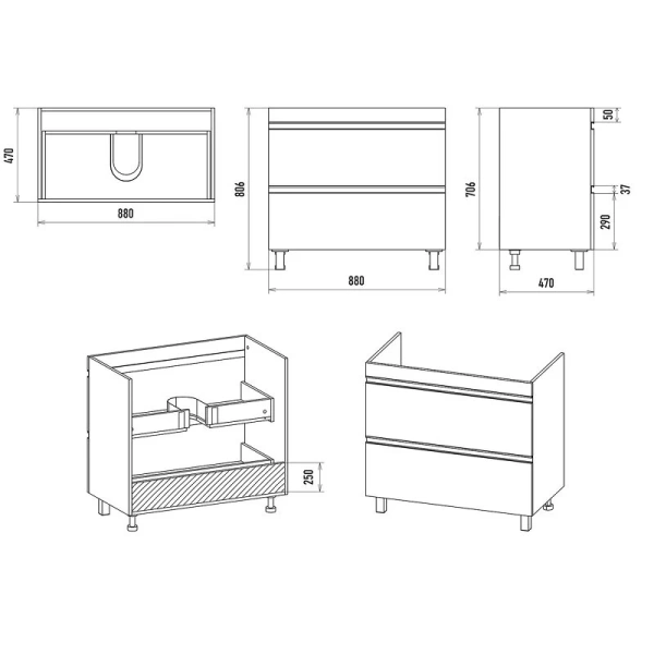 Тумба под раковину напольная Misty Ингрид 90 см белая, в наличии - фото 2
