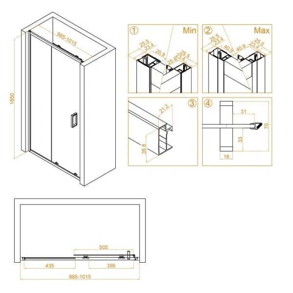 Душевая дверь в нишу RGW Classic CL-14B 100 см профиль матовый черный - фото 2