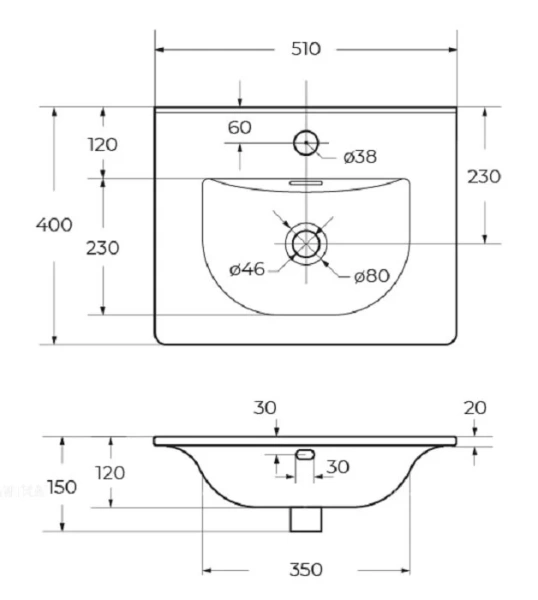 Раковина мебельная BelBagno 51 см белая, в наличии - фото 2