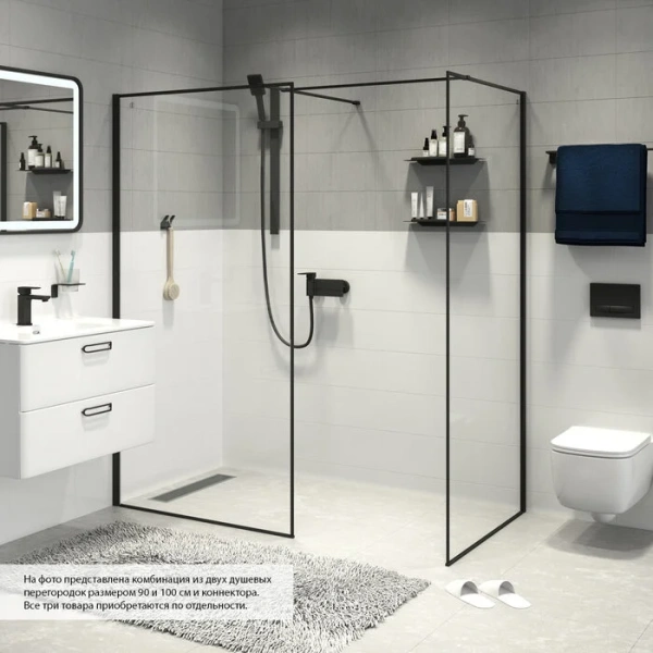Душевая перегородка IDDIS Slide Walk In 110 см черный, черные - фото 3