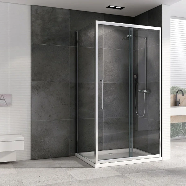 Душевой уголок Abber Schwarzer Diamant 140x80 см профиль хром, стеклянные, угловые, без поддона - фото 5