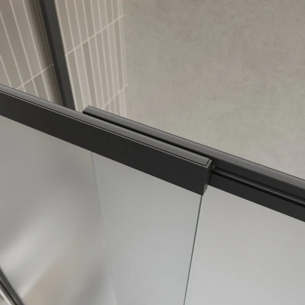 Шторка для ванны BelBagno Luce 90х145 см стекло прозрачное профиль черный, распашные, раздвижные - фото 5