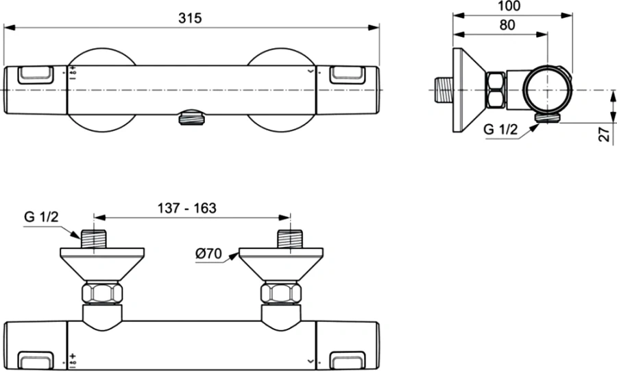 Смеситель для душа Ideal Standard Ceratherm T25 черный матовый, современные, hi-tech - фото 3