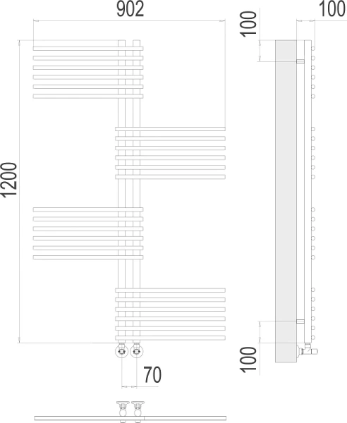 Полотенцесушитель водяной Terminus Европа П24 7х120 см из нержавеющей стали - фото 2