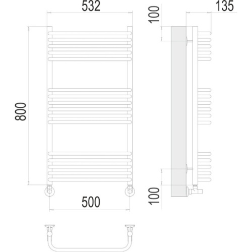 Полотенцесушитель водяной Terminus Стандарт П16 500x800 хром - фото 3