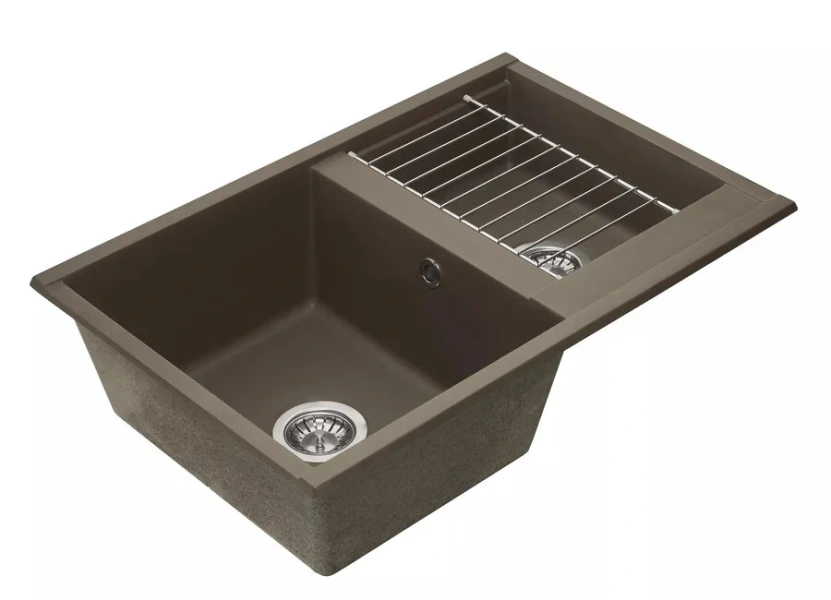 Мойка для кухни Акватон Делия 78 см кофе, из искусственного мрамора - фото 3