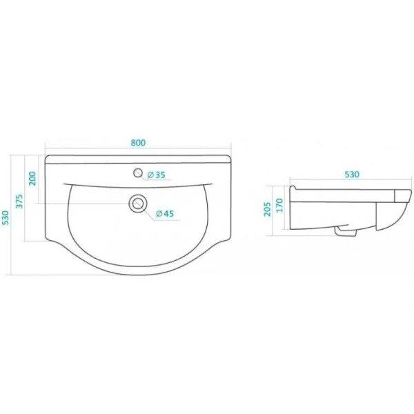 Раковина мебельная Style Line Эльбрус 80 см белая, в наличии - фото 2