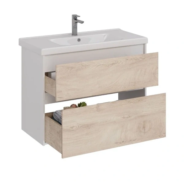 Тумба под раковину подвесная Lemark Combi 100 см дуб кантри, подвесная, пристенная - фото 4