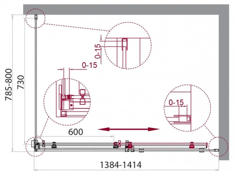 Душевой уголок BelBagno Acqua 140x80 см с прозрачным стеклом - фото 2
