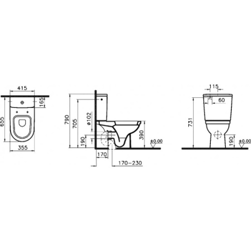 Унитаз с бачком, сиденье с микролифтом, VitrA Form 300 - фото 3