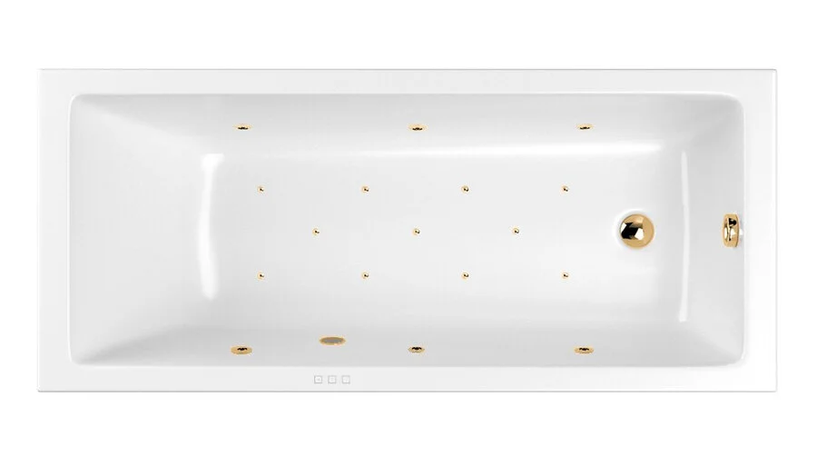 Ванна гидромассажная Whitecross Wave Relax, 160 х 80 см, увеличенная толщина акрила, усиленная армировка, белый/золото, 0101.160080.100.RELAX.GL - фото 1
