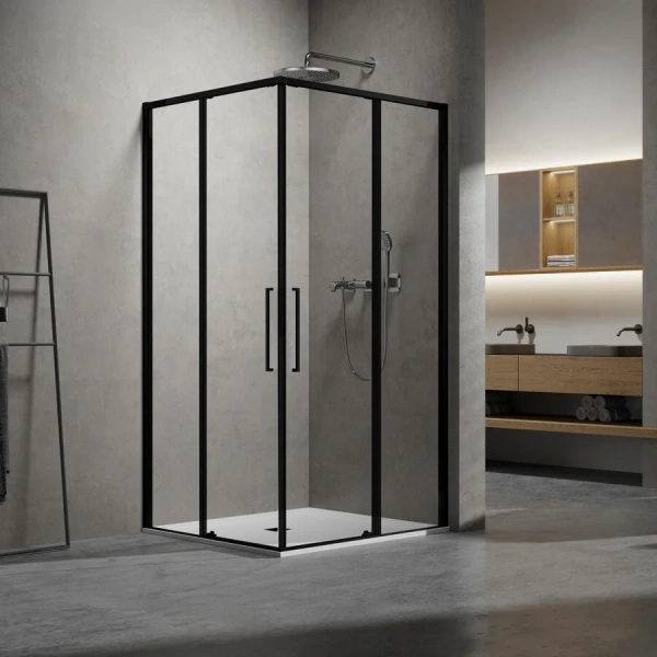 Душевой уголок Vincea Slim 90x90 см черный стекло прозрачное - фото 1