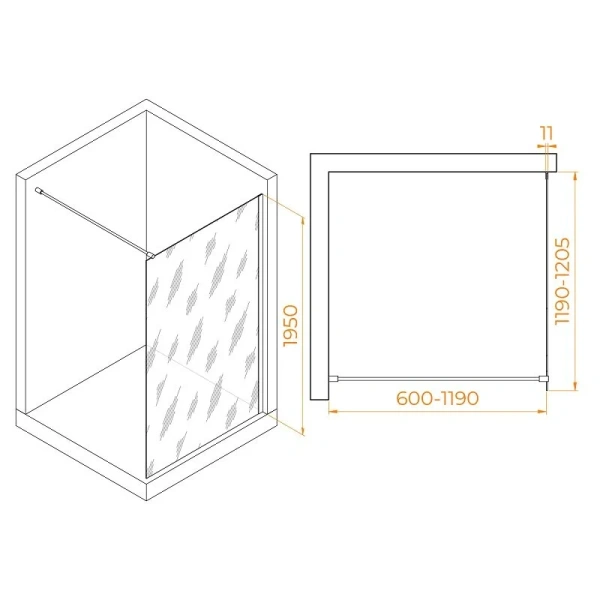 Душевая перегородка RGW Walk In WA-002B 120 см профиль черный стекло матовое - фото 2