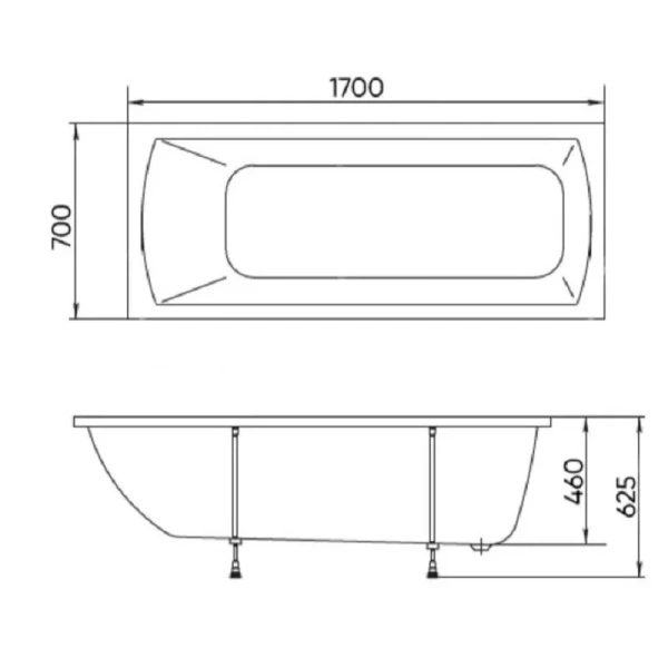 Ванна акриловая Viant Куба VVAKUB17070 170 х 70 см, белая - фото 2