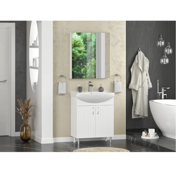 Тумба под раковину напольная Misty Изео 70 см белая - фото 3