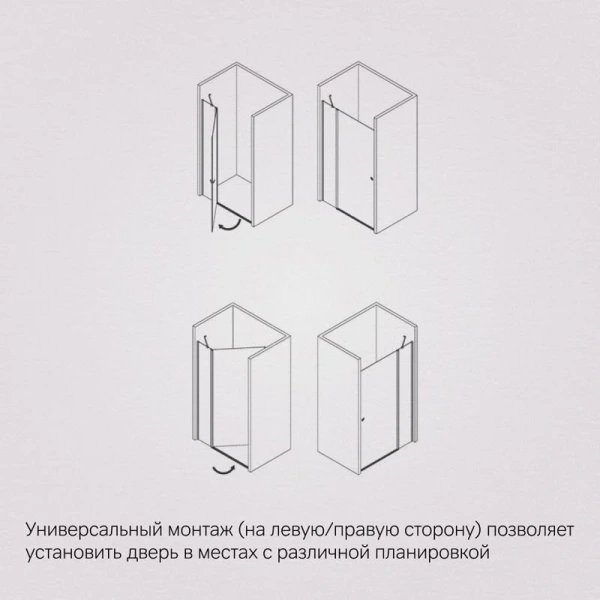 Душевая дверь в нишу Am.Pm Sunny 100 см профиль черный - фото 3