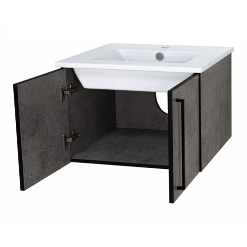 Тумба под раковину подвесная Misty Rock 75 см бетон светло-серая, лофт - фото 3