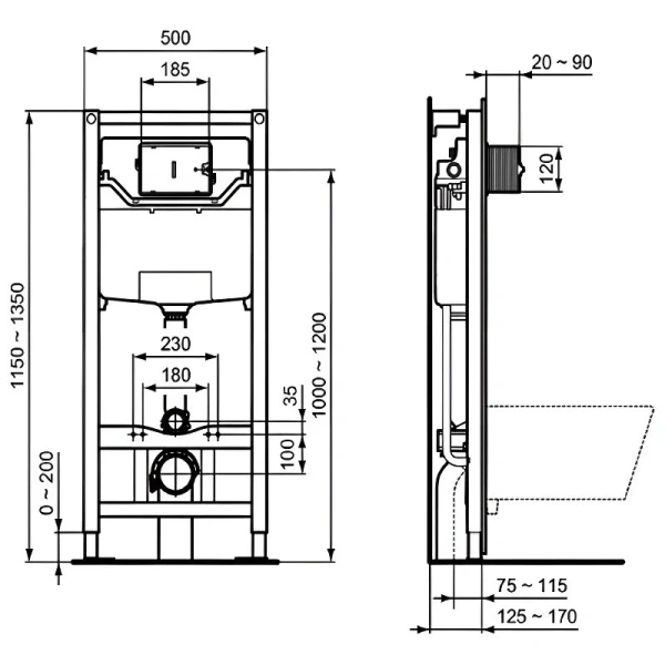 Унитаз с инсталляцией Ideal Standard ProSys Esedra технология AquaBlade - фото 3