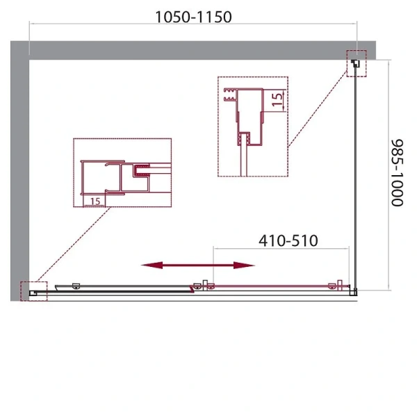 Душевой уголок BelBagno Unique 115х100 см с стекло прозрачное - фото 2