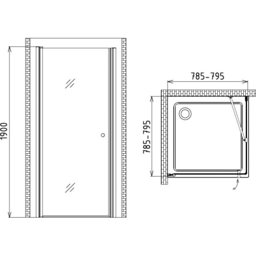 Душевой уголок Gemy New Rockcoco 80x80 см профиль хром - фото 3